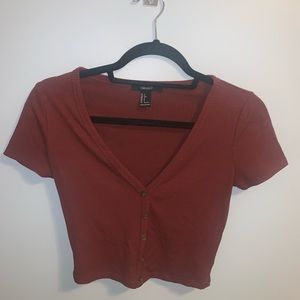 Button down, knit crop top